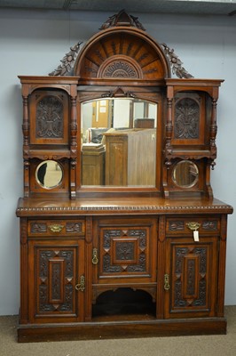 Lot 39 - Impressive Victorian carved mirror-back sideboard.