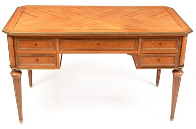 Lot 899 - 20th Century French walnut and afrormosia veneered writing desk