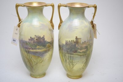Lot 351 - J.H. Plant pair of Royal Doulton porcelain ovoid vases.