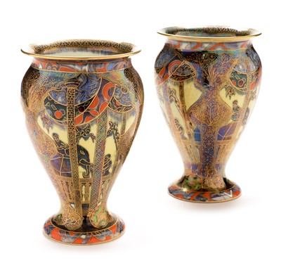 Lot 532 - Pair of Wedgwood Lahore pattern lustre vases