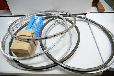 Lot 727 - Pair of Mavic wheel rims; four other wheel rims; and a qty of spokes.