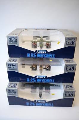 Lot 820 - Collection Armour 1:48 Scale metal diecast aeroplanes - B25 Mitchell Bombers.