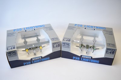 Lot 808 - Collection Armour 1:48 Scale metal diecast aeroplanes - P38 Lightning.