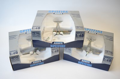 Lot 482 - Collection Armour 1:48 Scale metal diecast aeroplanes - Spitfire.