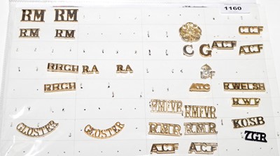 Lot 1160 - A collection of 9 pairs and 8 single Military shoulder titles.