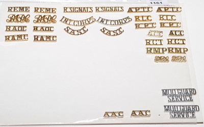 Lot 1161 - A collection of 16 pairs of Corps shoulder titles.
