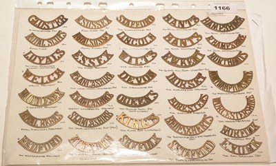 Lot 1166 - A collection of 35 metal Infantry shoulder titles.