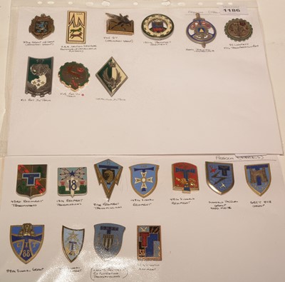 Lot 1186 - A collection of 21 French enamel Transport and Signal pocket crests.