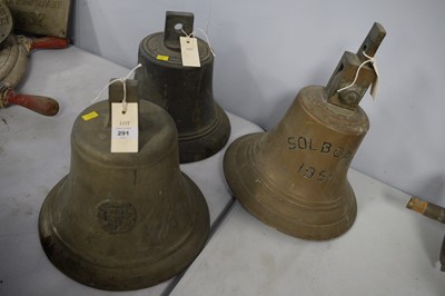 Lot 291 - Three ships brass bells
