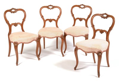 Lot 850 - Set of four Victorian walnut chairs