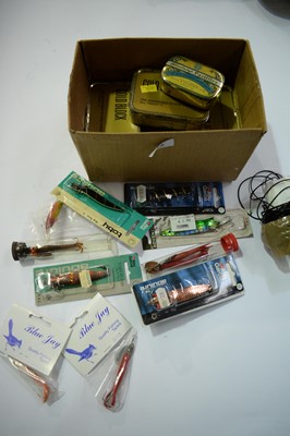 Lot 775 - Fishing lures: Devons, Mepps, Prawns, Tobys, etc.