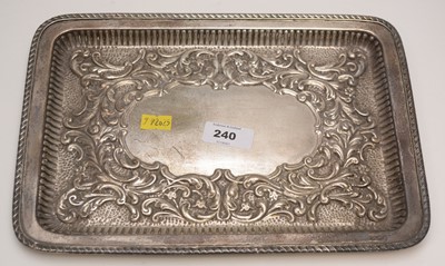 Lot 240 - Rectangular silver tray.