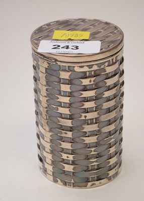 Lot 243 - Silver basket pattern pot.