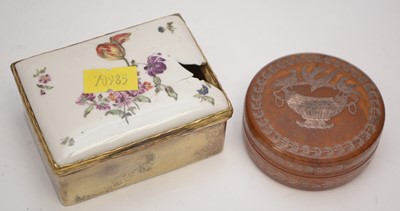 Lot 244 - 19th C silver-gilt and porcelain snuff-box.