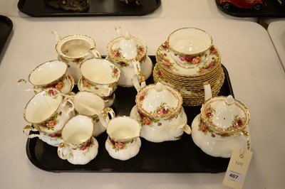 Lot 407 - A Royal Albert Old Country Roses pattern tea service