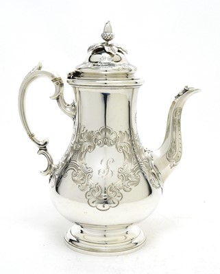 Lot 150 - An early Victorian silver coffee pot.