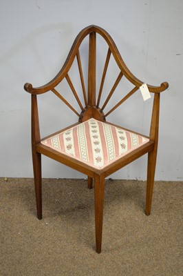Lot 88 - Edwardian mahogany corner chair.