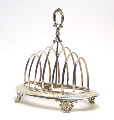 Lot 155 - A Victorian silver seven-bar toast rack.