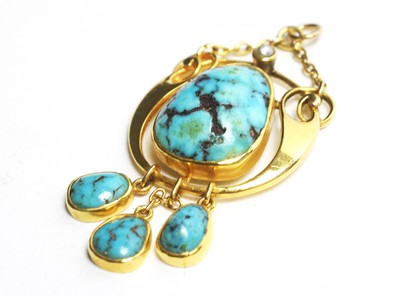 Lot 33 - A Murrle Bennett turquoise set pendant