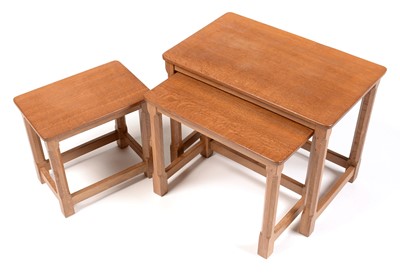 Lot 881 - Robert 'Mouseman' Thompson nest of oak tables