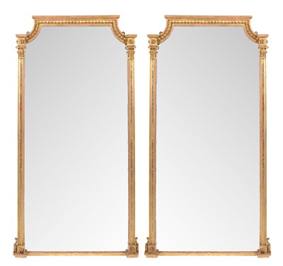 Lot 781 - Pair of 20th century gilt framed pier mirrors