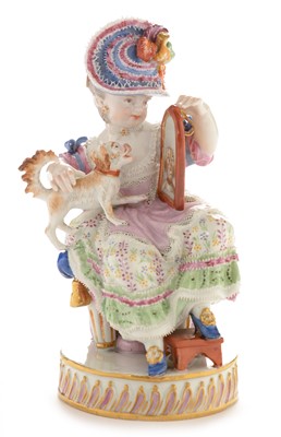 Lot 545 - Meissen figure with dog