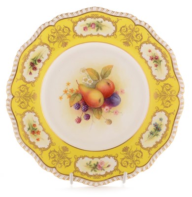 Lot 529 - Royal Worcester Yellow ground dessert plate