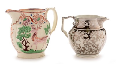 Lot 509 - Lustre jug, silver resist jug