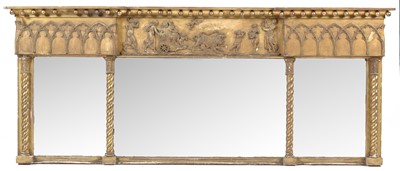 Lot 774 - 19th Century gilt overmantel triptych mirror
