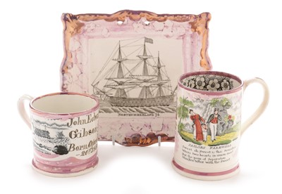 Lot 533 - Two Sunderland mugs and a plaque