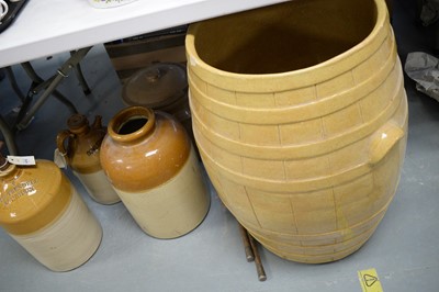 Lot 472 - Two silver-topped walkings; and various stoneware jars.
