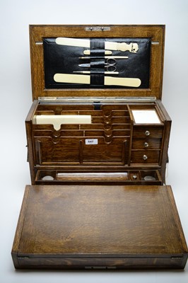 Lot 547 - Late Victorian oak correspondence box.