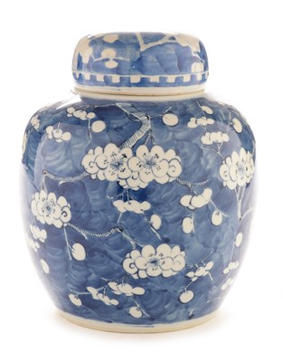 Lot 448 - Chinese blue and white ginger jar and cover.