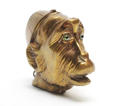 Lot 204 - Victorian brass Monkey pattern vesta case