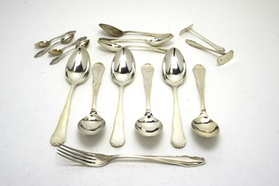 Lot 199 - A set of six German 800 standard silver tablespoons; and other items.