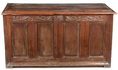 Lot 892 - An oak coffer with 18th C elements.