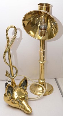 Lot 331 - Fox pattern door stop and repo. table lamp