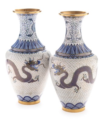 Lot 485 - Lao Tian Li Zhi cloisonne vases