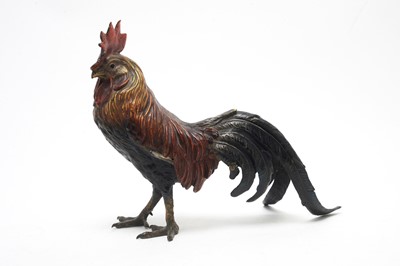 Lot 812 - Cold painted bronze cockerel