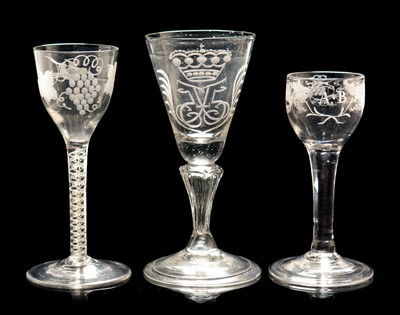 Lot 563 - Three wine glasses