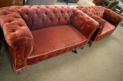 Lot 74 - Pair of late Victorian Chesterfield sofas.