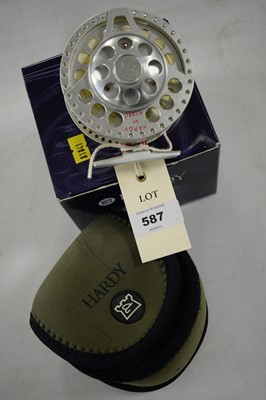 Lot 587 - Hardy Brother's Alnwick 6/7 fly fishing reel, green Hardy Neoprene pouch