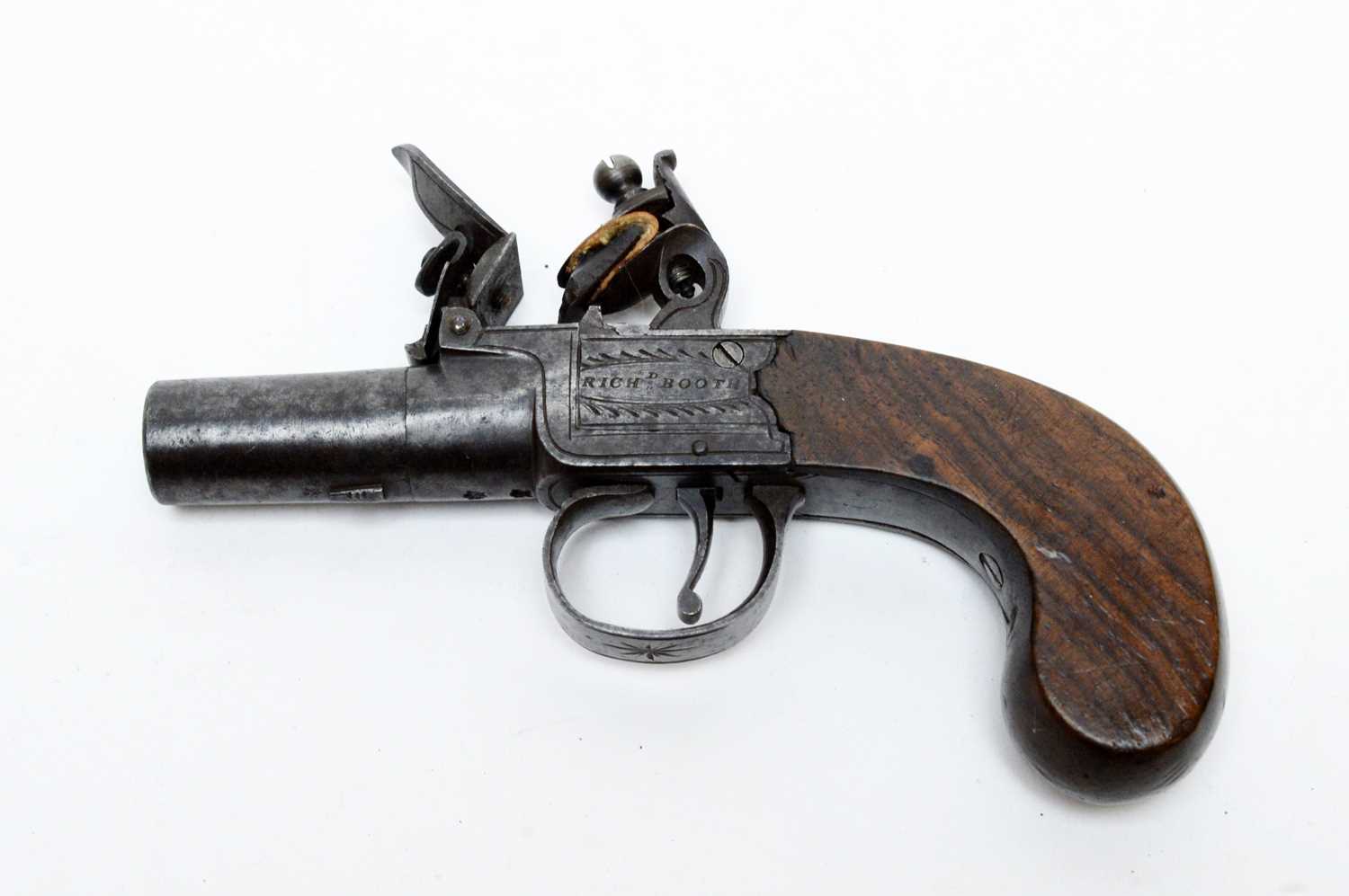Lot 1082 - An early 19th Century flintlock pocket pistol by Richard Booth of Sunderland.