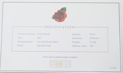 Lot 14 - Princess Diana 20th Anniversary gold $100 proof coin