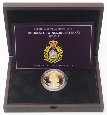 Lot 16 - The House of Windsor Centenary gold £5 piedfort coin