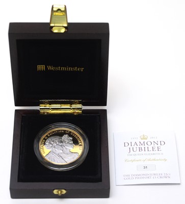 Lot 23 - A Diamond Jubilee 22ct gold piedfort £5 Guernsey crown