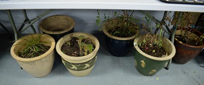 Lot 539 - Six modern pottery planters.