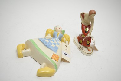 Lot 416 - Royal Dux Czech Art Deco figure; and a Crown Devon wall pocket.