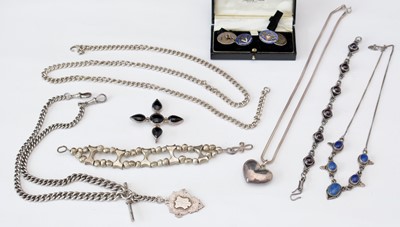Lot 320 - Silver bracelet; and other items of jewellery, various.