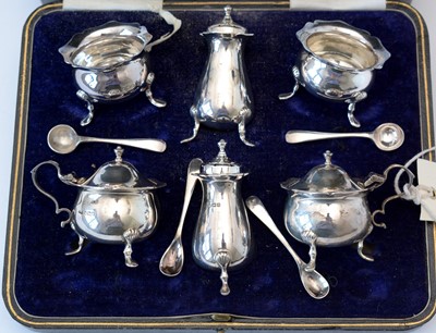 Lot 260 - Six-piece silver condiment set.